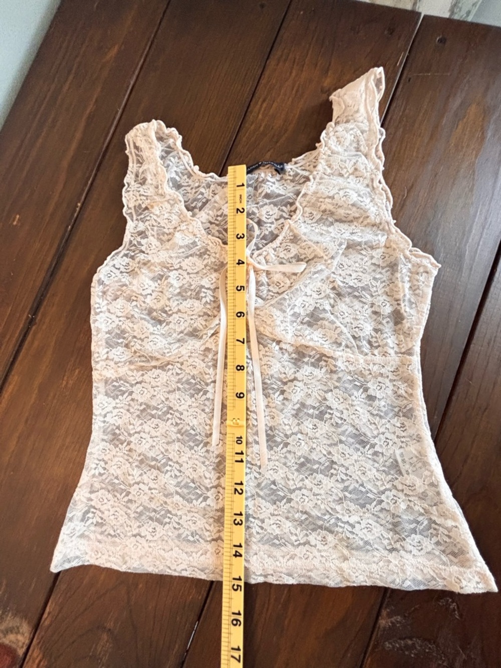 Brandy Melville Lace Camisole with Ribbon Tie OS Coquette - Picture 6 of 9
